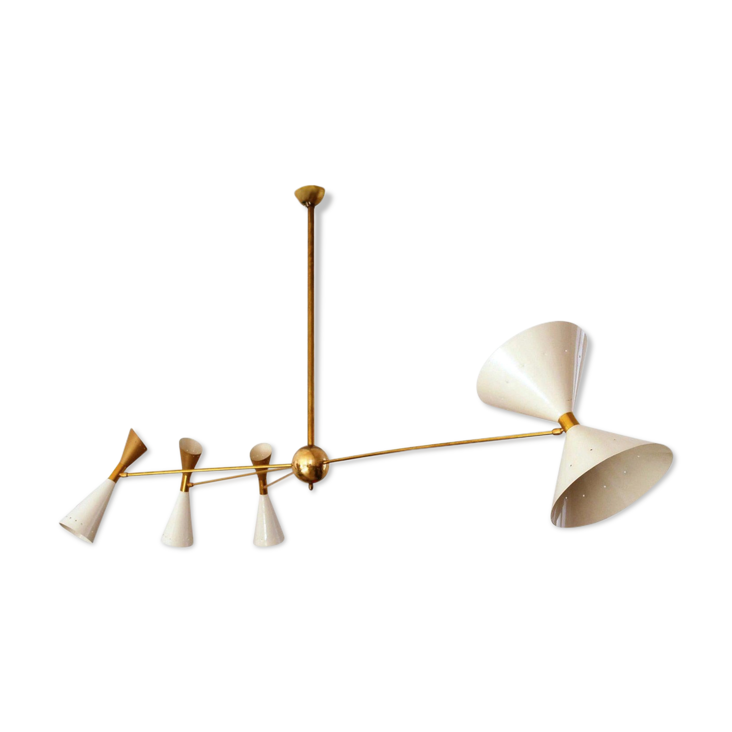 Asymmetrical chandelier butterfly white and gold