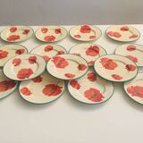 15 assiettes à dessert Lunéville St Clément "Coquelicot"