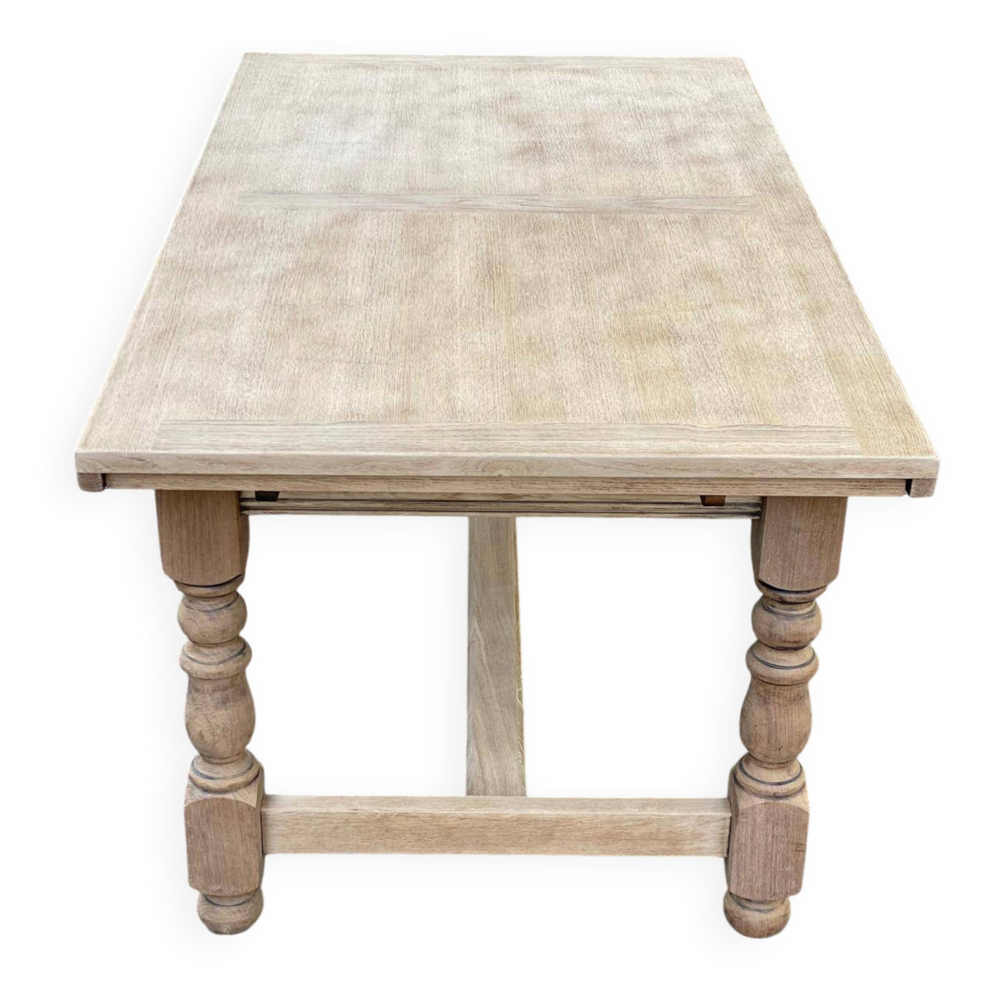 Renovated 19th-century oak extendable farmhouse dining table 160-240cm