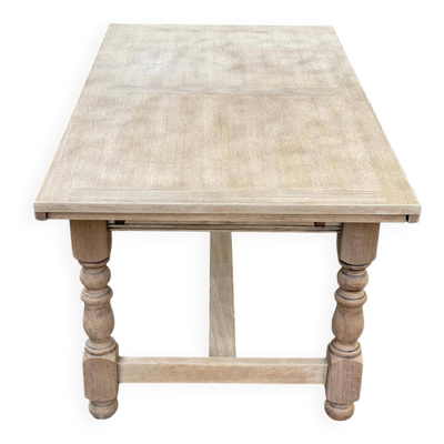 Table à manger de ferme extensible rénovée en chêne 19ème 160-240cm