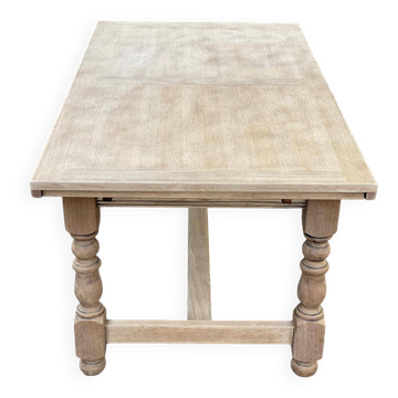 Table à manger de ferme extensible rénovée en chêne 19ème 160-240cm