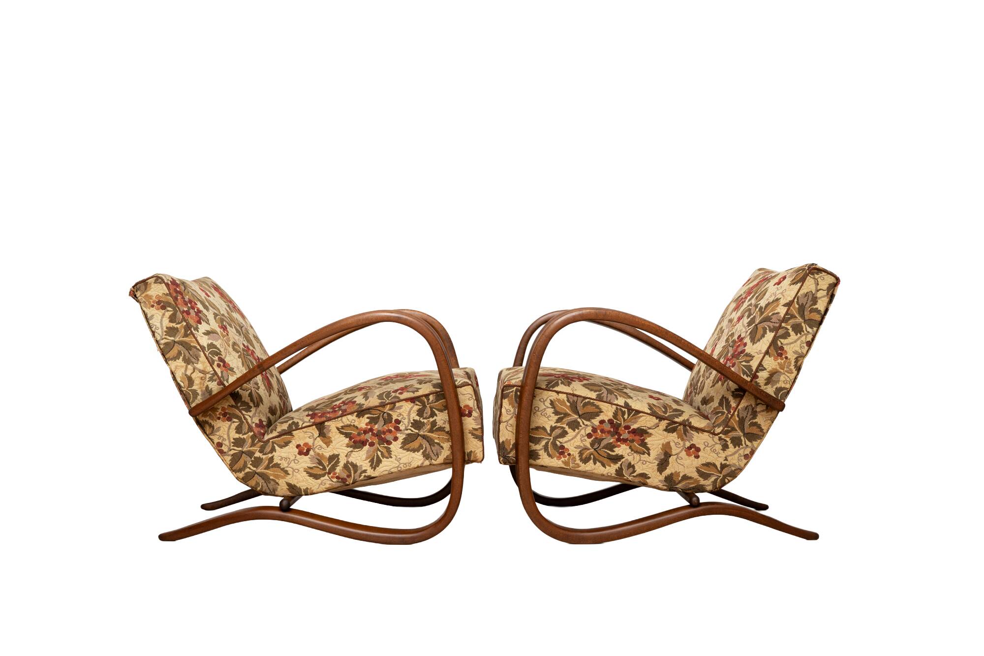 Pair of Art Deco H269 Lounge Chairs by Jindřich Halabala, Czechoslovakia