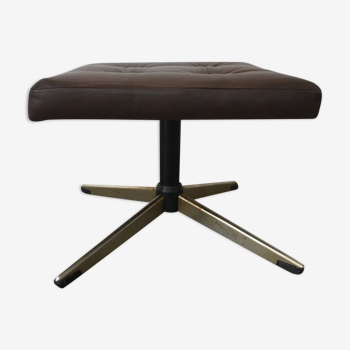 Stool footrest brown leather 1970