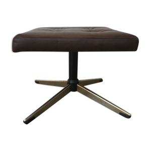 Tabouret repose pied cuir brun