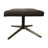 Tabouret repose pied cuir brun 1970