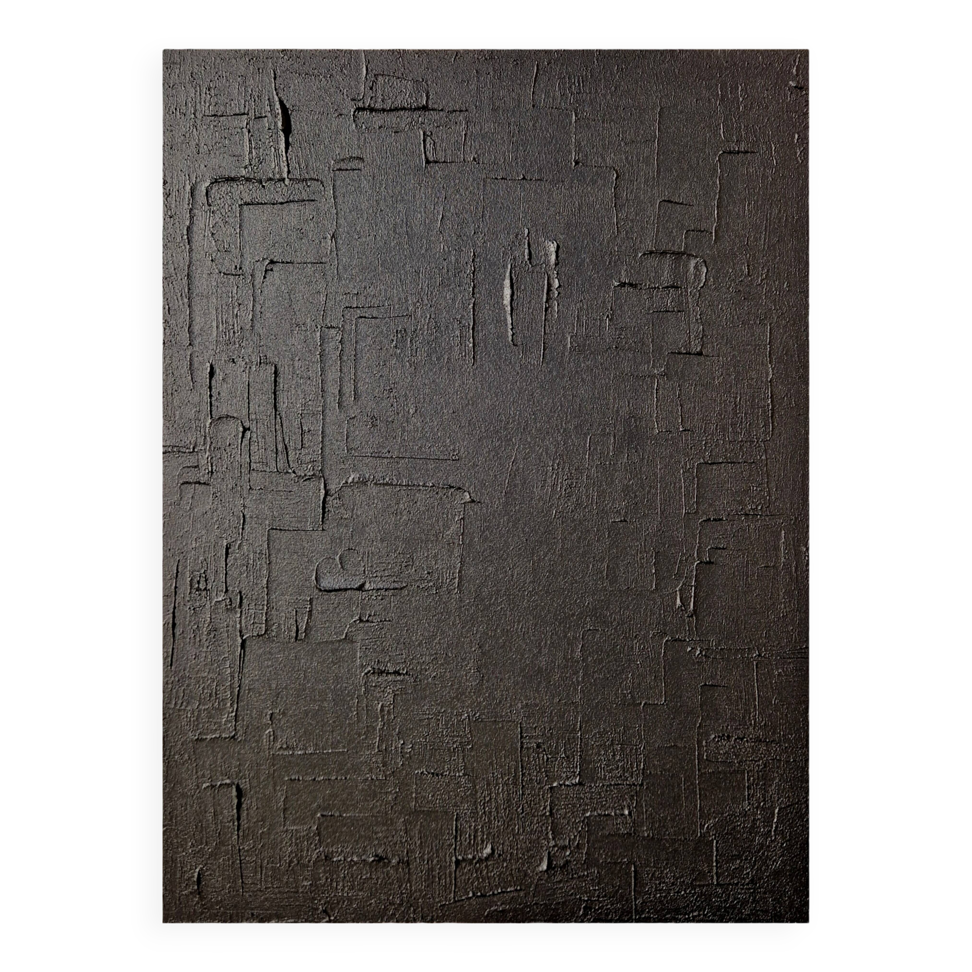 Minimalist black monochrome abstract painting table