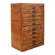 Industrial workshop furniture in pine with 10 drawers, circa 1940.