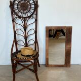 Chaise rotin fleur