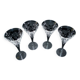 Set of 4 old white wine glasses - roemer flared crystal 18.5cm