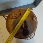 Vintage Scandinavian turned wooden candlestick lamp base