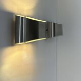 Pair of vintage wall lights, brushed metal, France, 1980