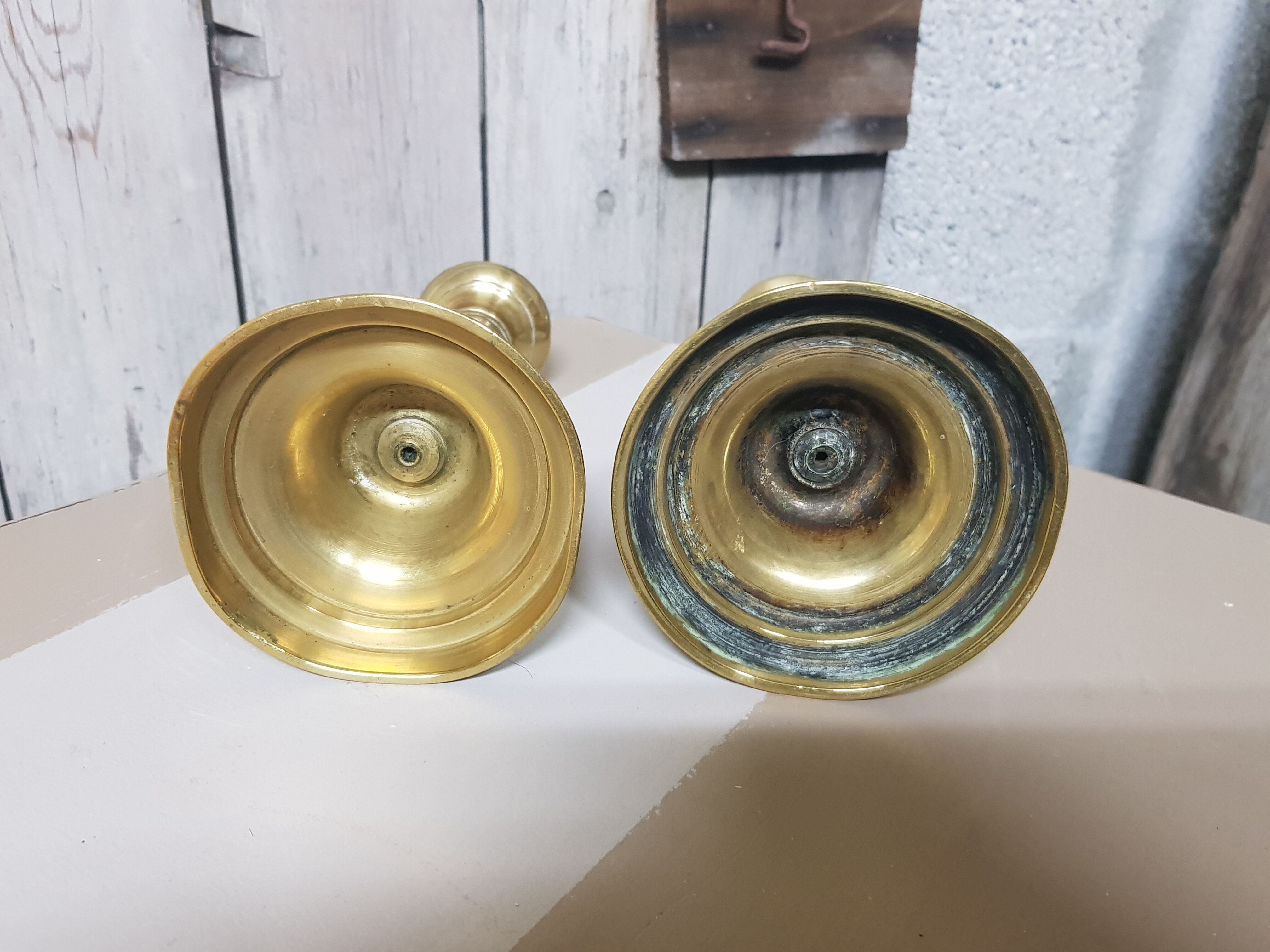 Pair of brass candlesticks