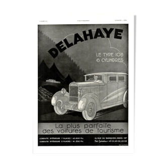 Affiche vintage années 30 Delahaye