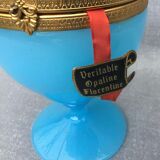 Blue Florentine opaline box gilded metal frame