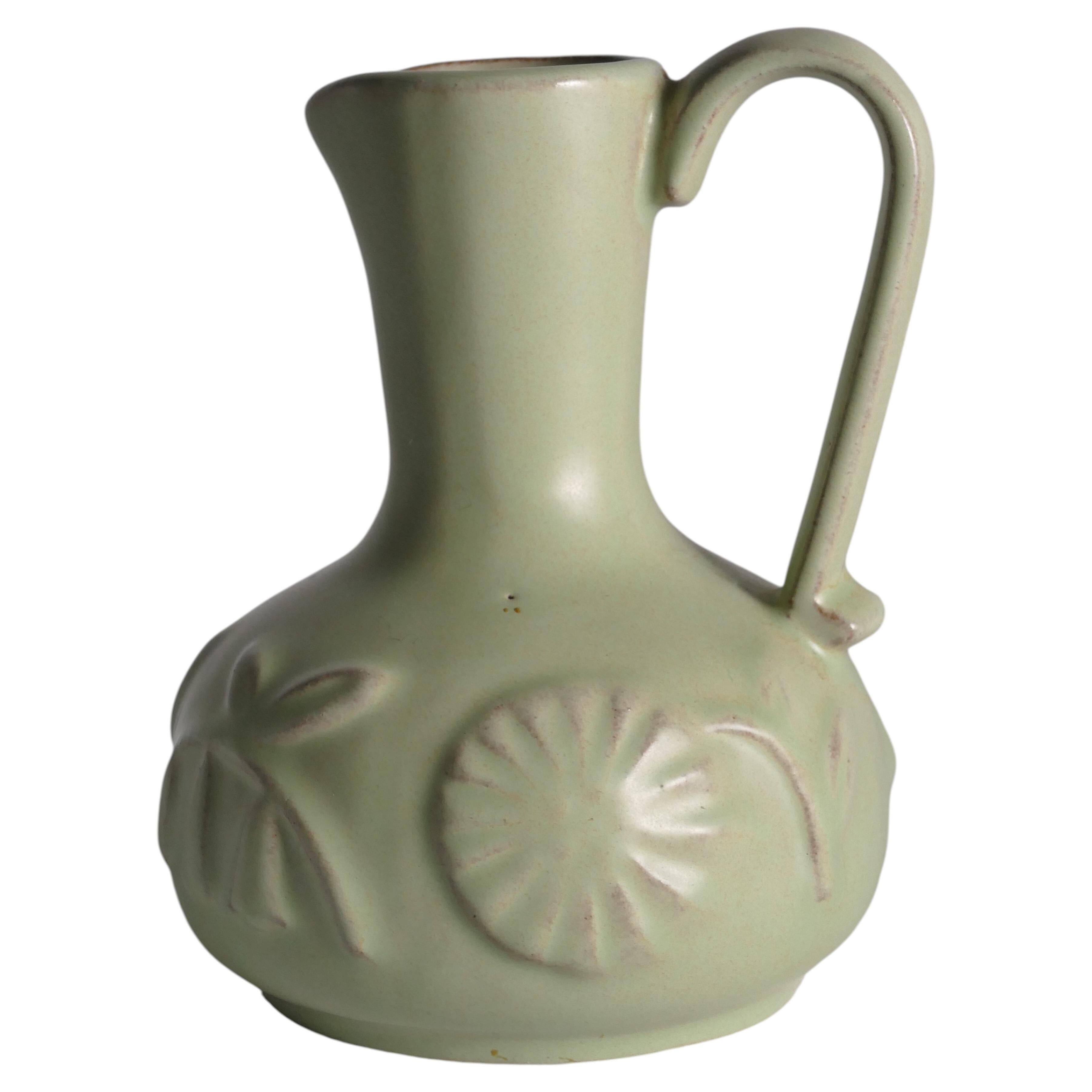 Celadon Green Relief Vase by Anna-Lisa Thomson, Upsala Ekeby, 1940s