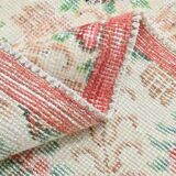 6x10 Vintage Beige & Powder Pink Floral Handmade Vintage Rug, 186x295 Cm