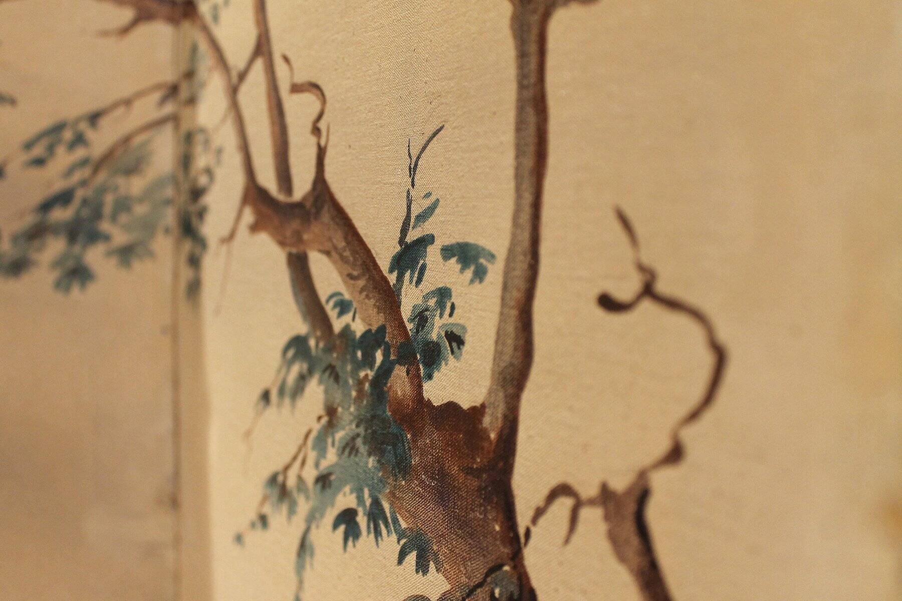 Early 20th Century French Tempera on Canvas Folding Screen with Seascape View
