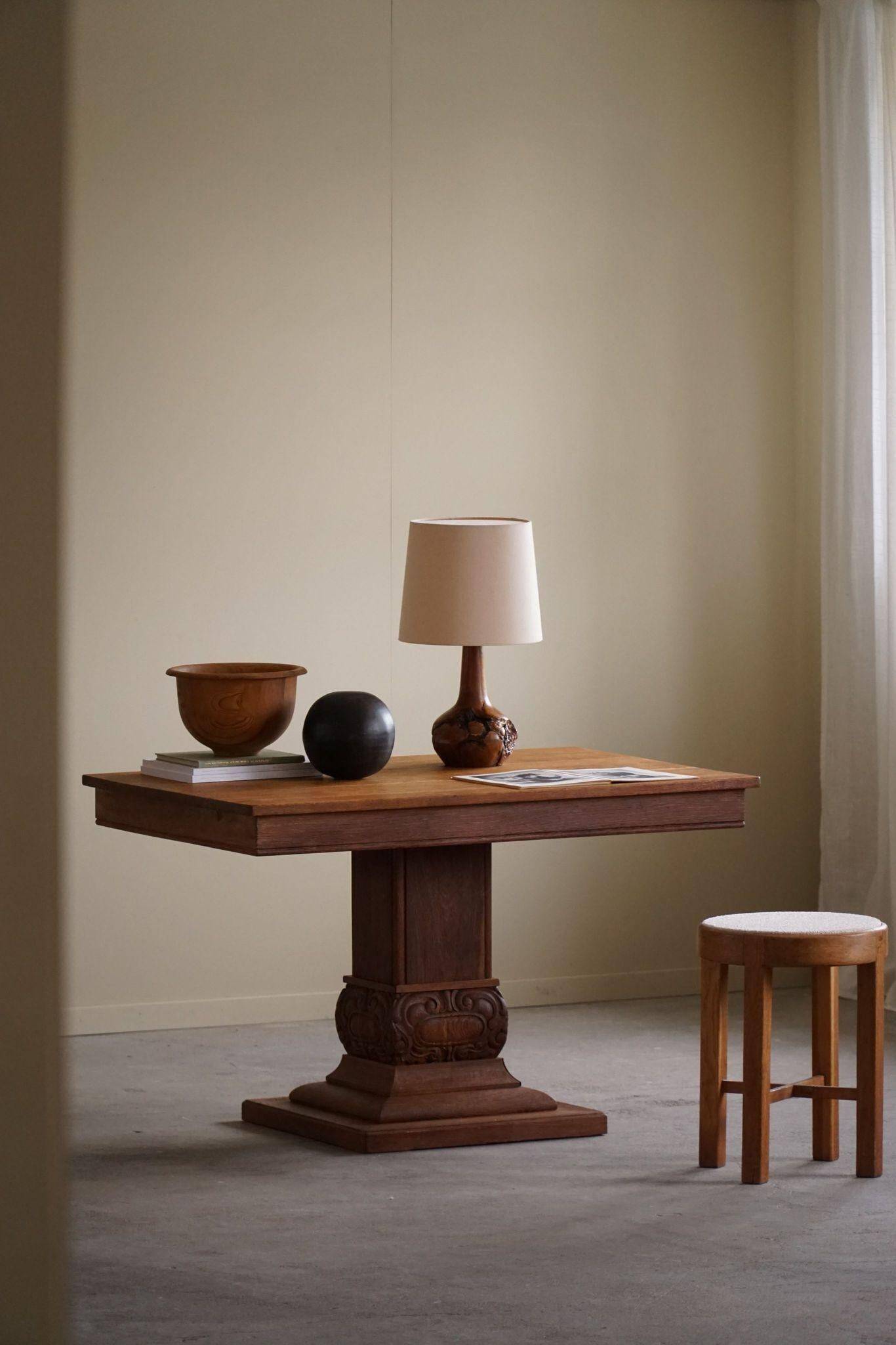 Art Nouveau dining table/desk in oak, early 20th century.