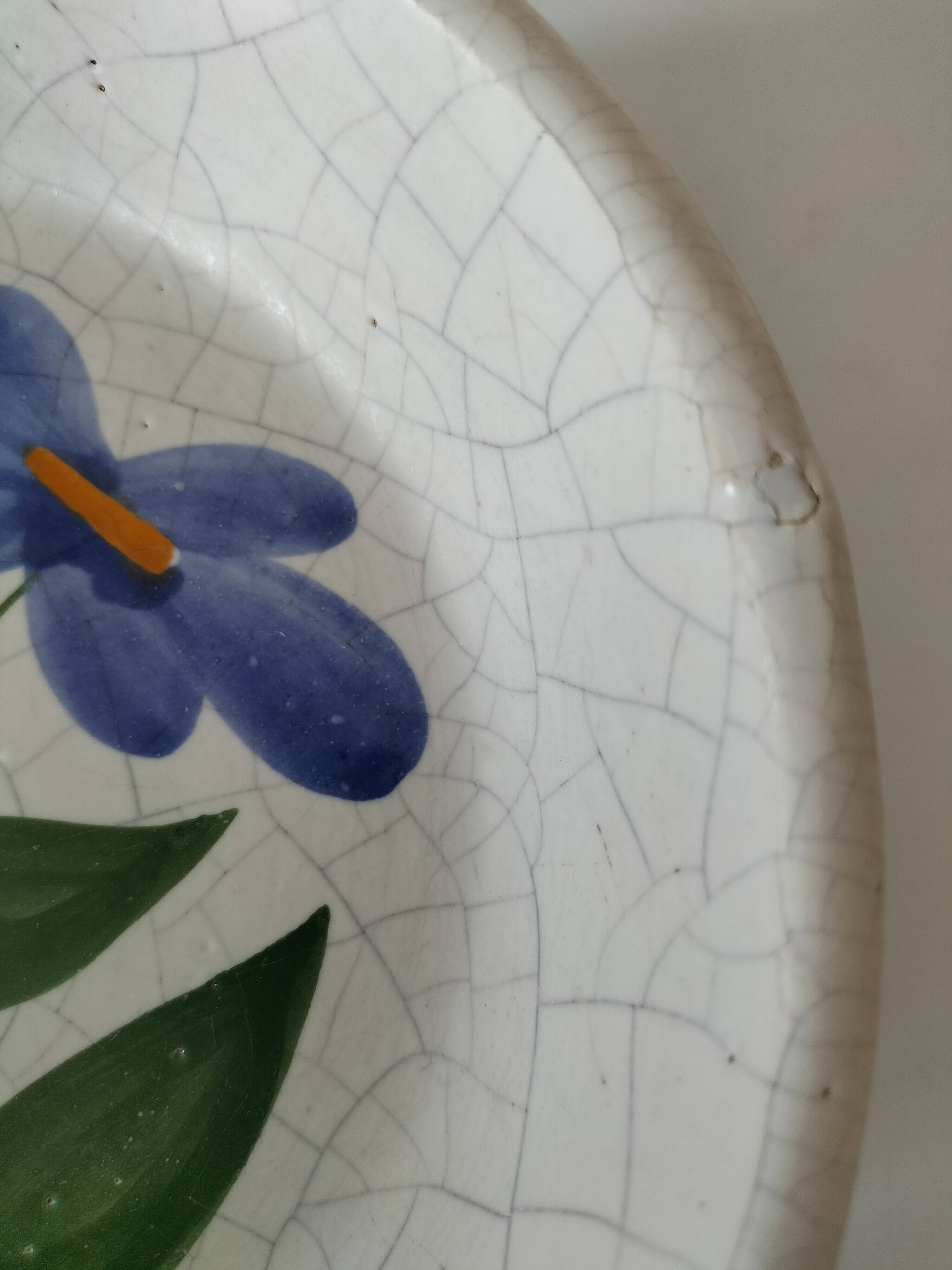 6 deep plates Poteries du Marais hand-painted floral decoration from the 60s and 70s