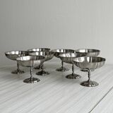 8 very large stainless steel footed bowls