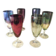 6 glass champagne flutes in different colours