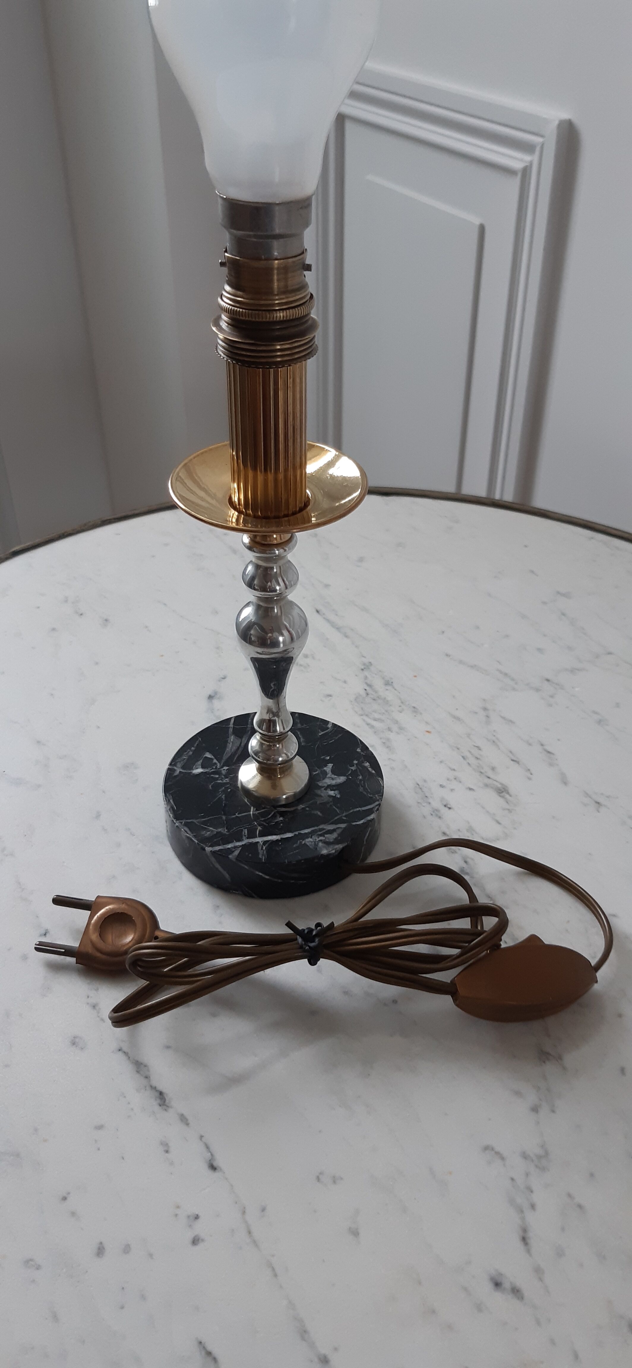 Lamp in marble and chrome steel 50s