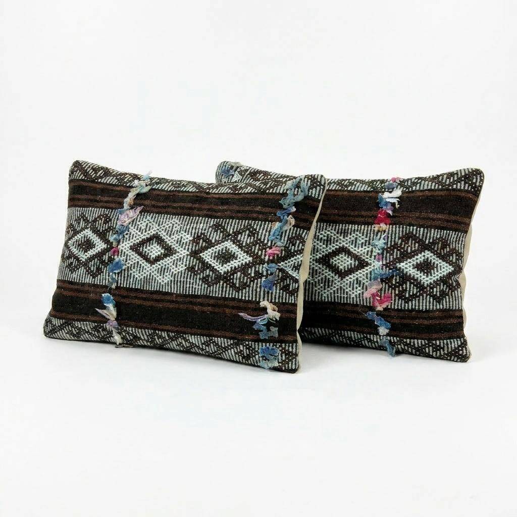 Lot de 2 housses de coussin kilim vintage 36x51 cm