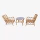 Vintage rattan garden furniture with cushions.
