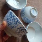 4 bowls in white and blue Chinese porcelain