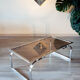 Table basse 1970 verre fumé et métal