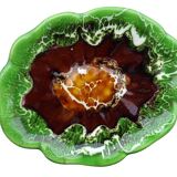 Plat vintage français en faïence de Vallauris à glaçure verte