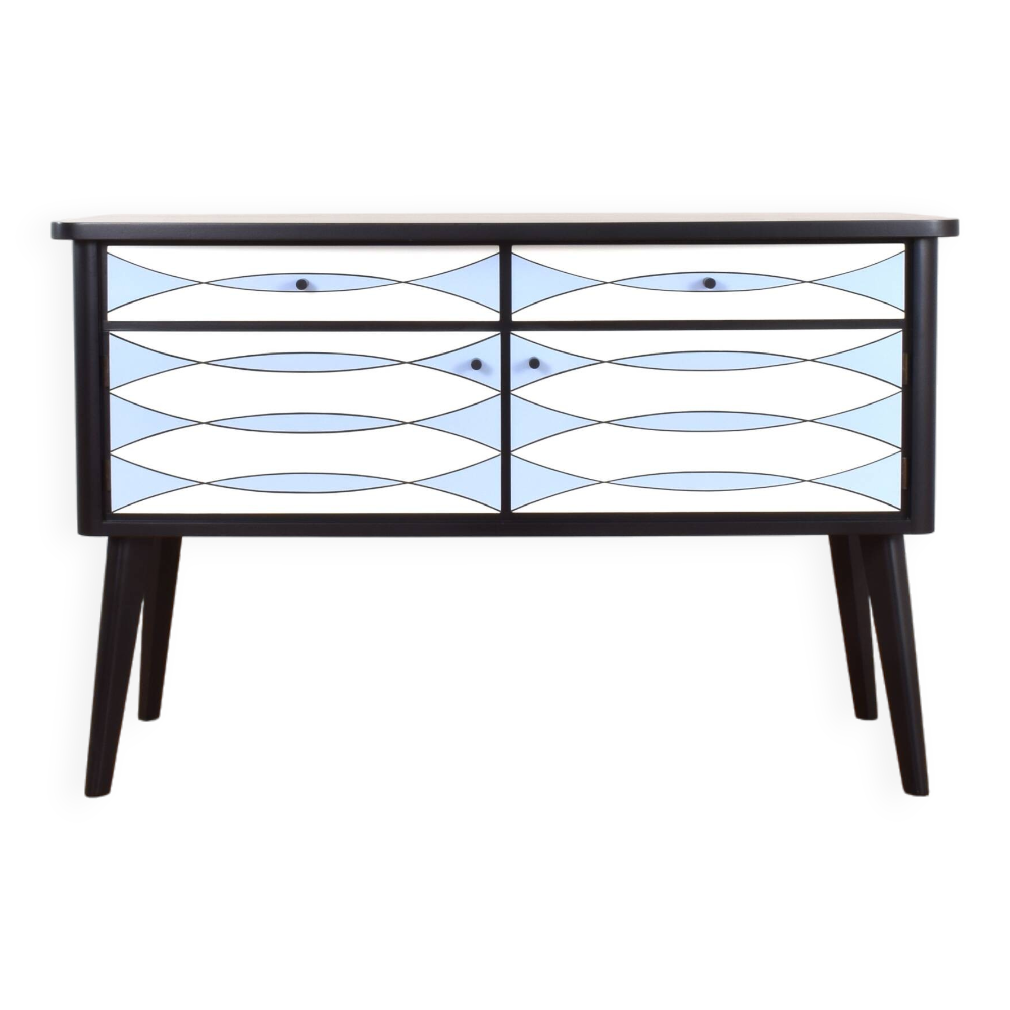 Mid-Century Op-Art. Hand-Painted German Sideboard, 1960s.