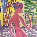 superb poster litho 50 tourism nice thermal 79 x 120 cm canvas of bellini