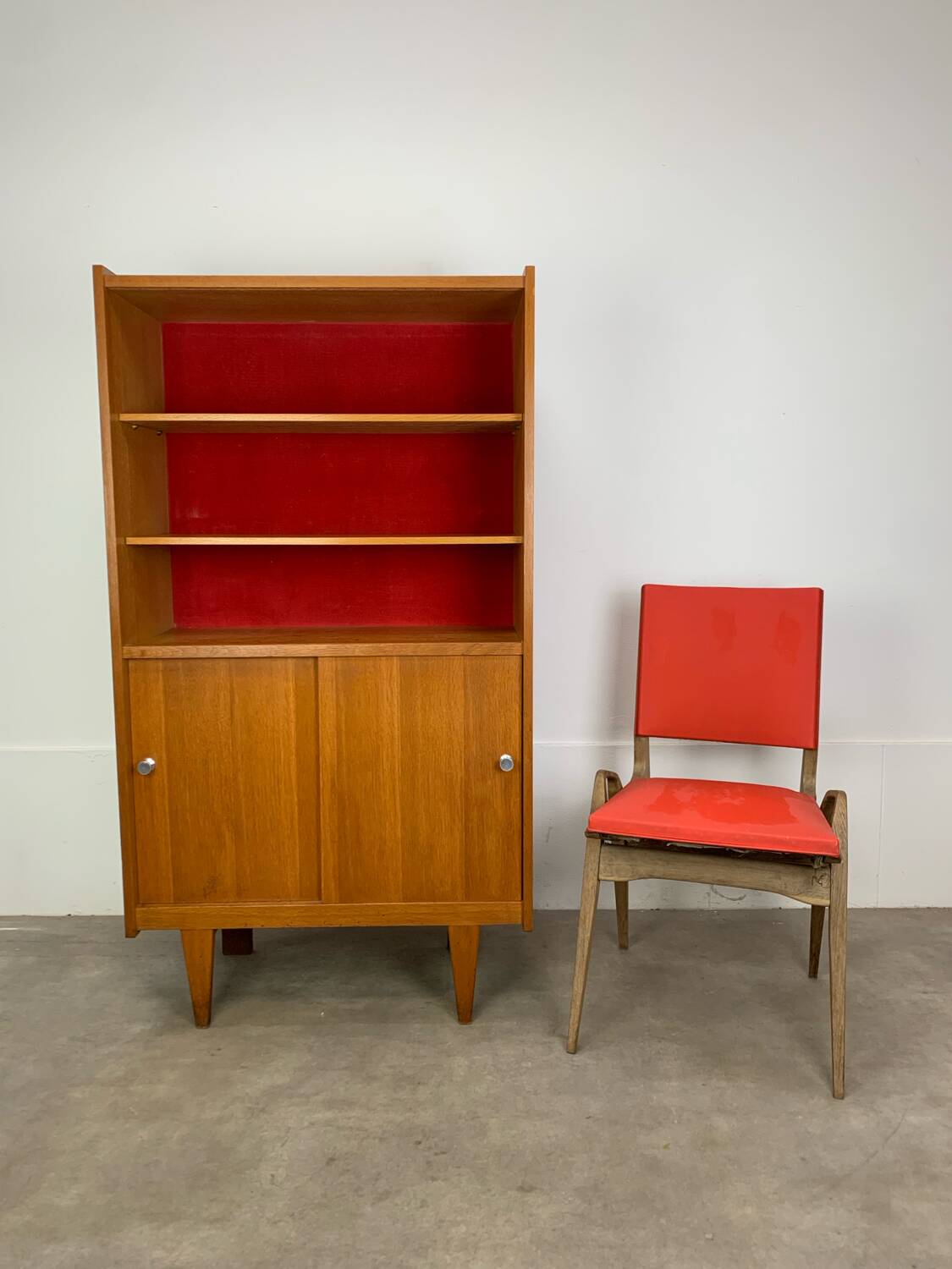 1950s vintage oak bookshelf.