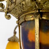 Gilded bronze and blown glass paste chandelier, Muller Frères, Art Deco