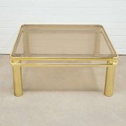 vintage brass coffee table smoked glass