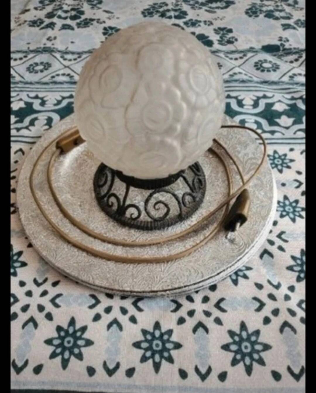 Vintage Art Deco Globe Wall Light - Floral Molded Glass - 1930s