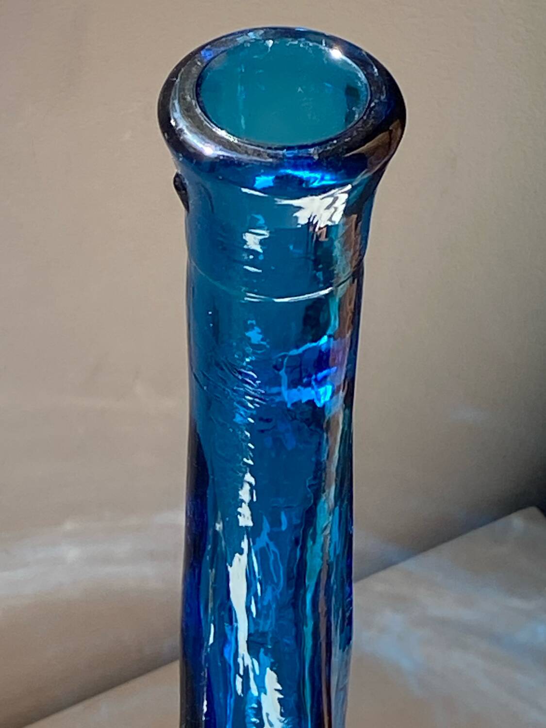 Blue glass vase, 1960s, Gunther Lambert