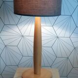 Solid beech table lamp with brown lampshade