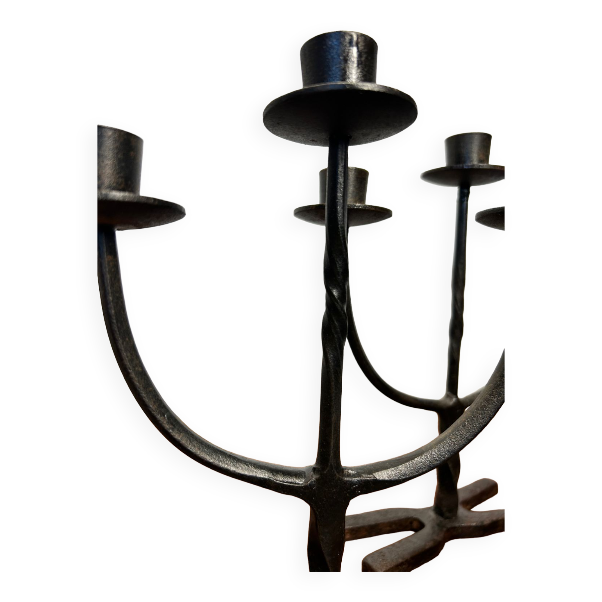 Brutalist wrought iron candlesticks from the 60s