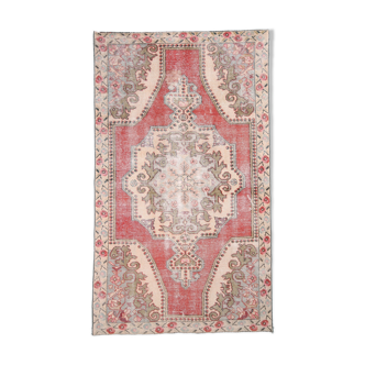 4x7 Red and Beige Turkish Vintage Rug