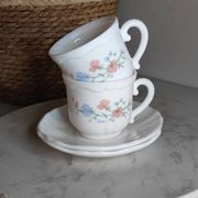 Tasses vintage verre blanc