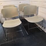 4 Max Stacker chairs in chrome metal from the 1970s.