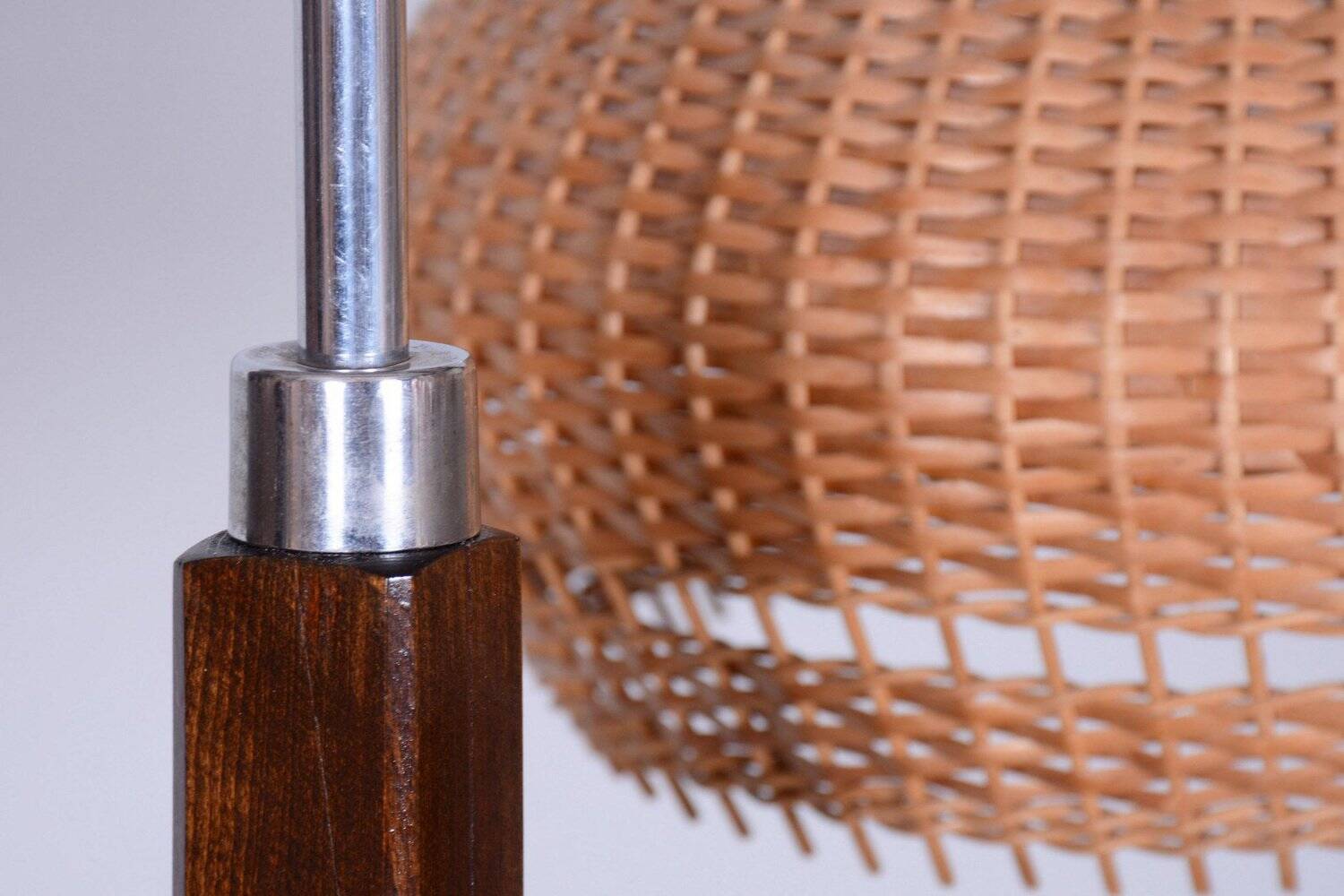 Art Deco Walnut Floor Lamp attributed to J. Halabala for Up Závody, 1930s