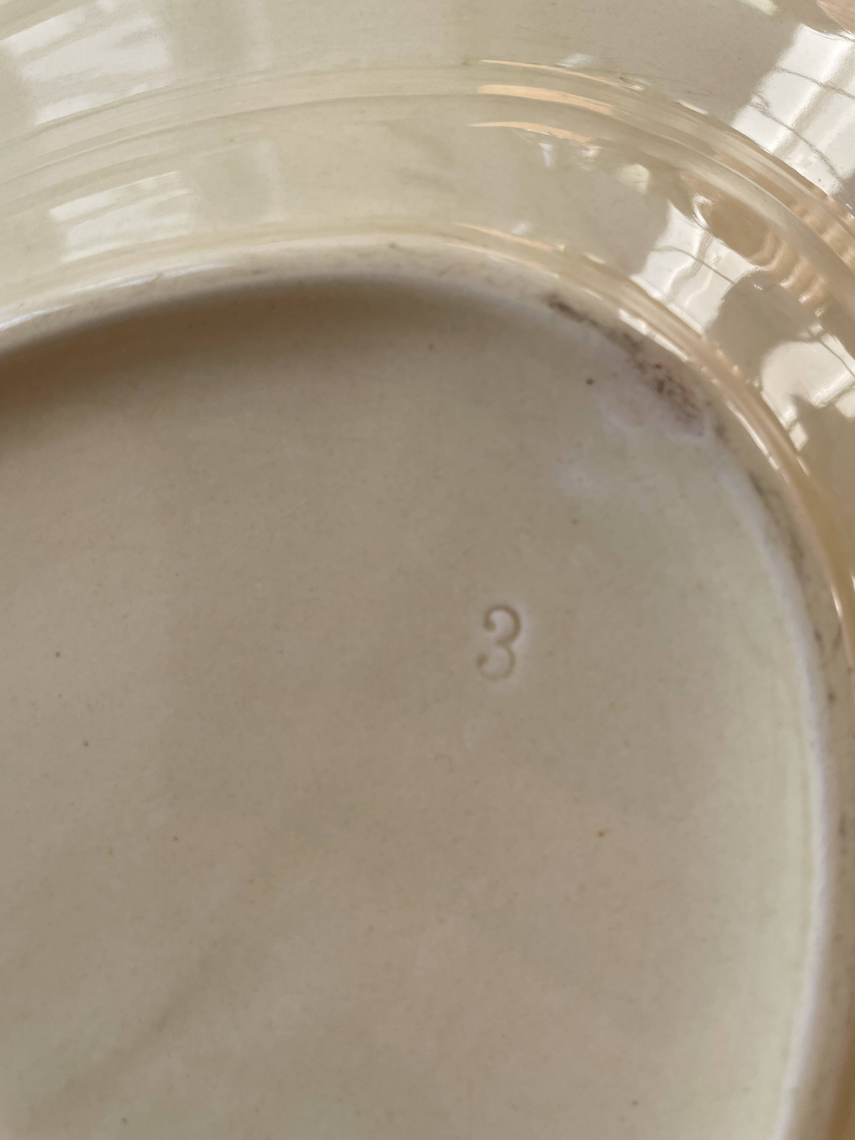 Large serving or presentation dish in beige ceramic - vintage