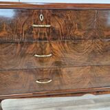 Chest of drawers with five drawers in wood and brass