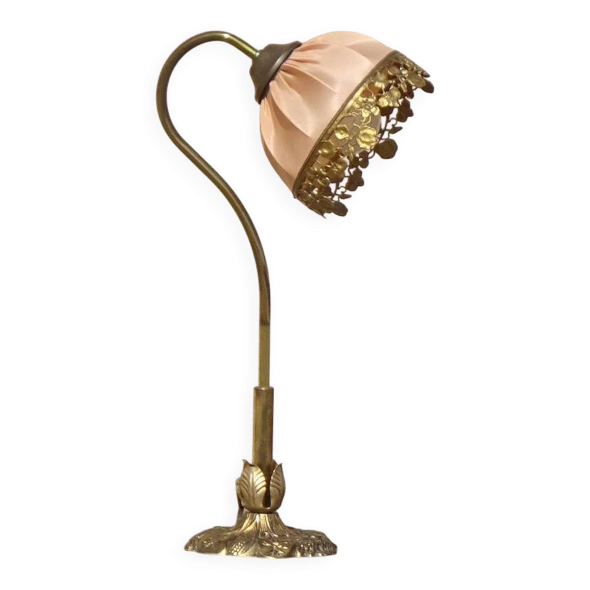 Antique bronze and silk lamp