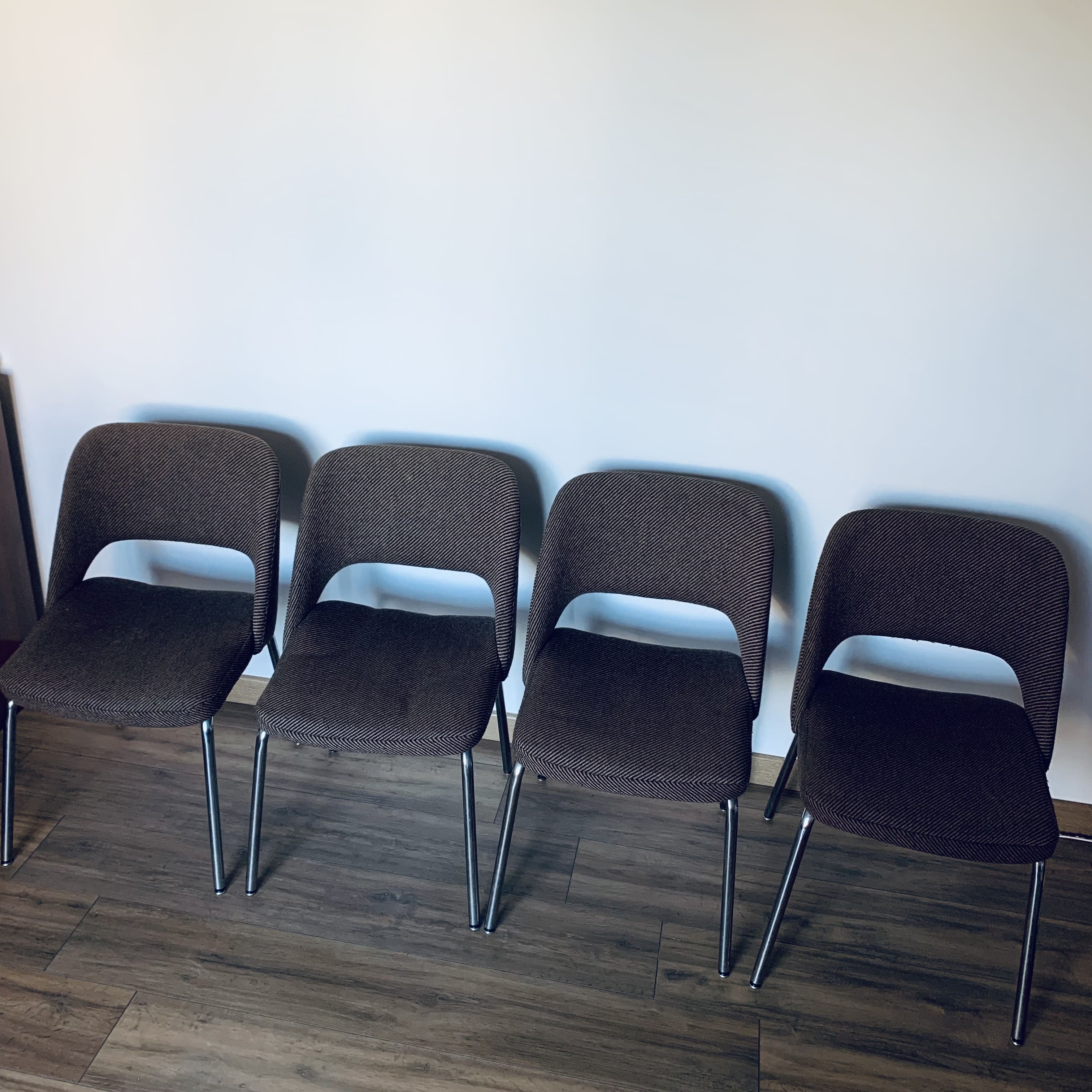 4 fabric and metal chairs