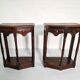 Pair of English 1920s carved oak sidetables