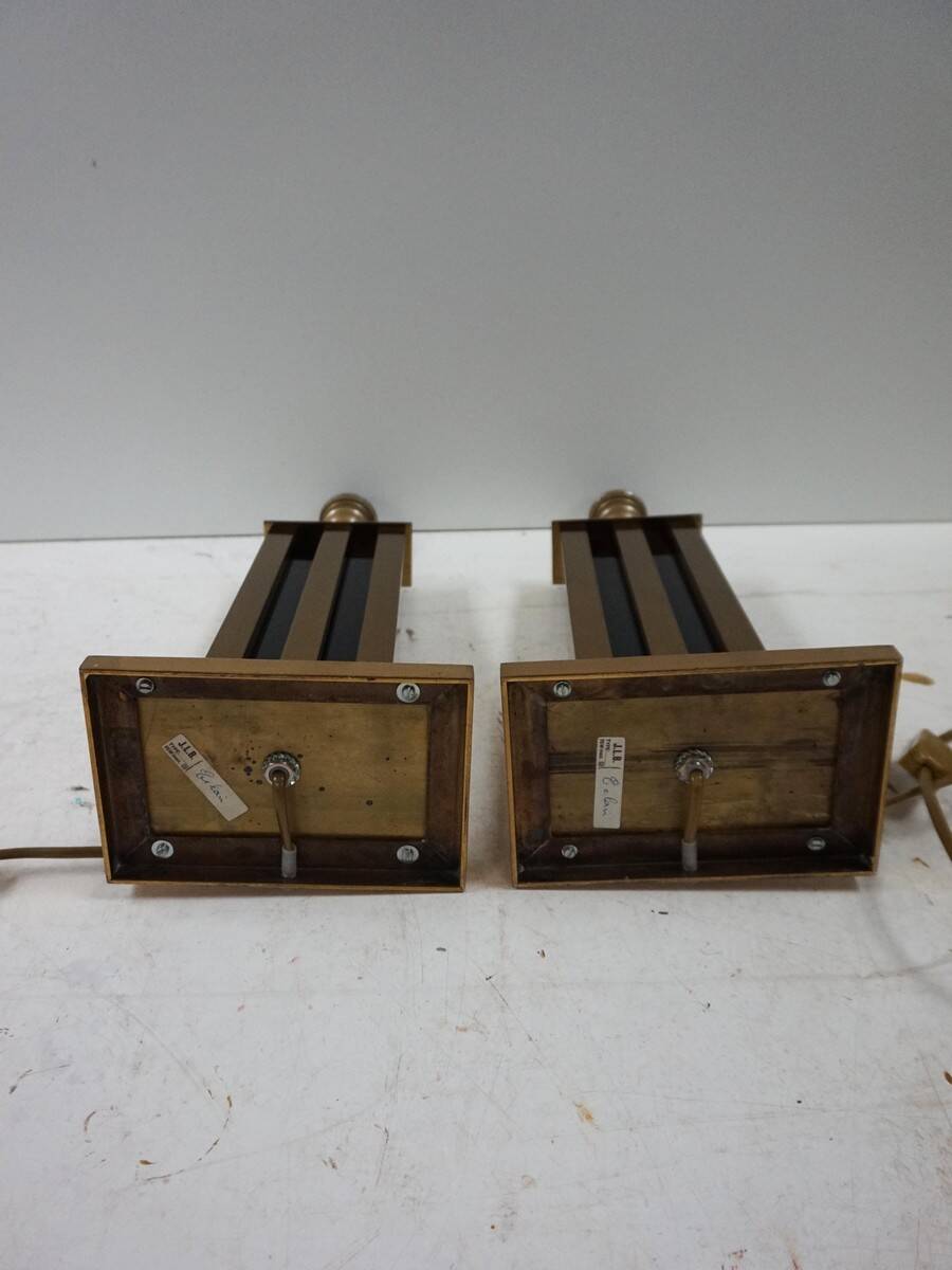 Paire de lampes de table JLB Hollywood Regency en laque noire et laiton doré, 1970s